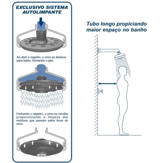 Chuveiro De Parede Redondo Acqua Plus Tubo Reto Are Cromado Deca - Imagem principal - 871c4529-3b38-4678-8b73-8be5a2b06fa5