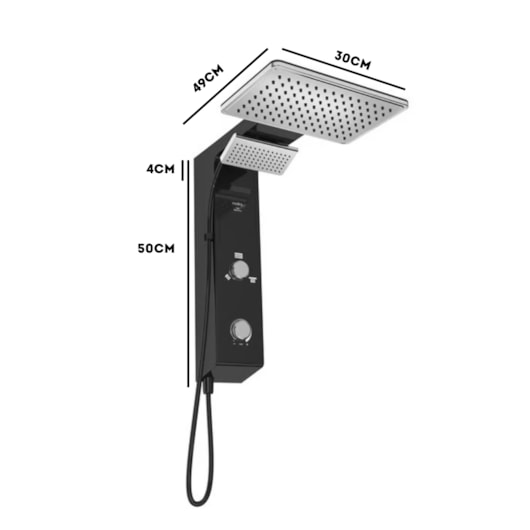 Chuveiro Eletrônico Ducha de Parede Hydra Falls Power Preto E Cromo 5500W 110V - Imagem principal - 74f61942-8bb0-4557-b5f1-f3833204733c
