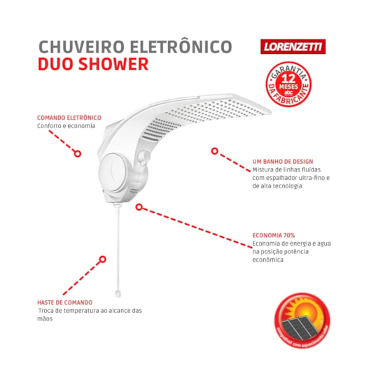 Chuveiro Eletrônico Duo Shower Quadra 127v 5500w Branco Lorenzetti - Imagem principal - 95ae079d-7050-4549-b65c-6822a7b8298f