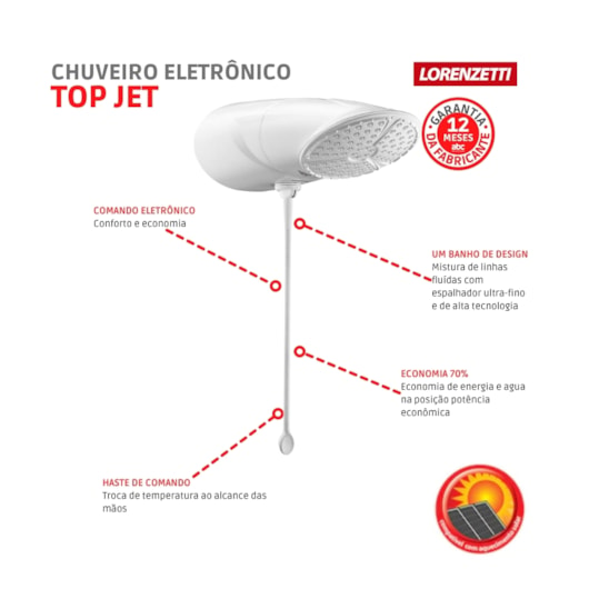 Chuveiro Eletrônico Top Jet 127v 5500w Branco Lorenzetti - Imagem principal - 7b8296d8-4bf1-4fa8-b348-3415d27b3bc1