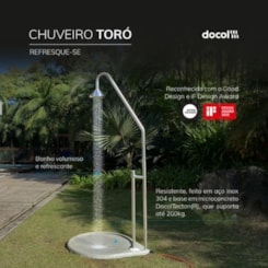 Chuveiro Externo Toró Acabamento Aço Inox Escovado Docol