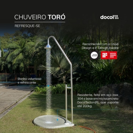 Chuveiro Externo Toró Acabamento Aço Inox Escovado Docol - Imagem principal - a4ff5084-61e0-4b50-b4f3-098fc03fe347
