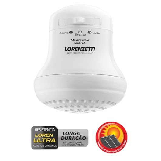 Chuveiro Multitemperaturas Maxi Ducha 220v 5500w Branco Lorenzetti - Imagem principal - 63b56abf-209d-4eac-8d06-7562cd88d689