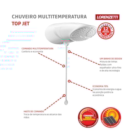 Chuveiro Multitemperaturas Top Jet 220v 7500w Branco Lorenzetti - Imagem principal - 04cfc06f-4406-459c-8f81-85a845db03c5