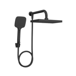 Chuveiro Quadrado De Parede Com Desviador Multijatos Flex Max Black Matte Deca