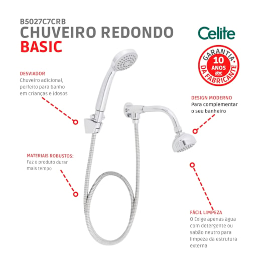 Chuveiro Redondo Com Ducha Smart Cromado Celite - Imagem principal - c4178f0b-66e4-49a8-b17d-8ec23ca41cba