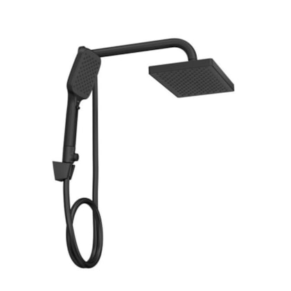Chuveiro Retangular de Parede Com Desviador Multijatos Flex Max Black Matte Deca