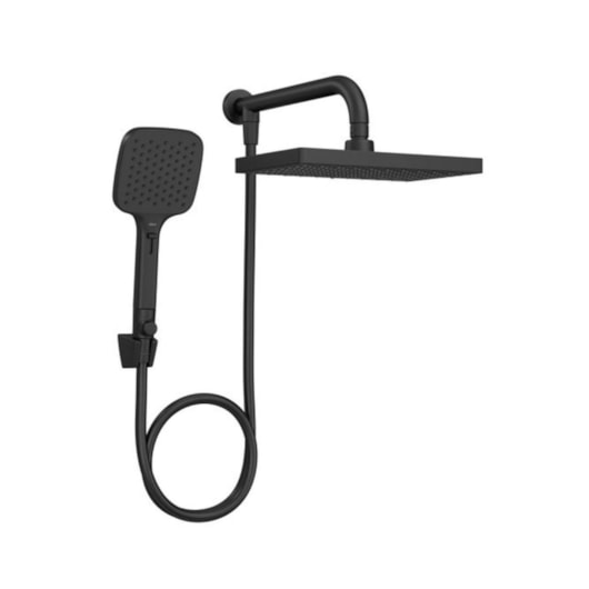 Chuveiro Retangular de Parede Com Desviador Multijatos Flex Max Black Matte Deca - Imagem principal - 67c6acb4-d17e-4090-87b2-902b37d80ac8