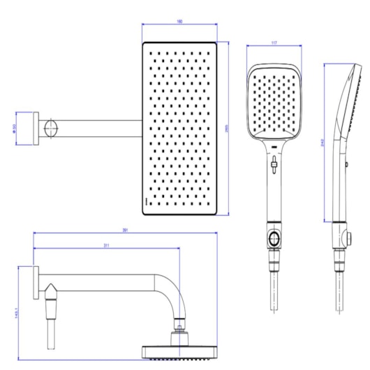 Chuveiro Retangular de Parede Com Desviador Multijatos Flex Max Summer Gold Deca - Imagem principal - f6180dad-5953-48d8-9064-1db2dc967acb
