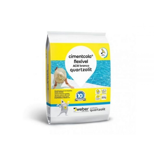 Cimenticola Flexível AC3 Saco de Plastico 20Kg Branco Quartzolit - Imagem principal - 5f2322ed-4864-4c01-8216-59f0cd697497