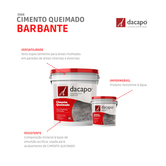 Cimento Queimado Para Fachadas Barbante Dacapo 25kg - Imagem principal - 810d8783-ce13-4794-ba9c-ad0aeb90c69b