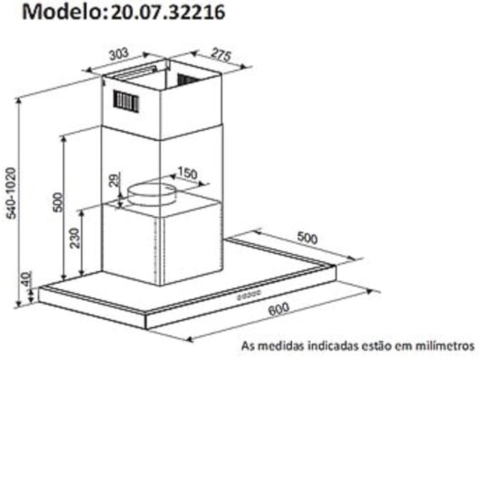 Coifa De Parede Barcelona Debacco 60cm - Imagem principal - ed2fe756-4c1f-4fd8-9a98-d041bdcb5fc5