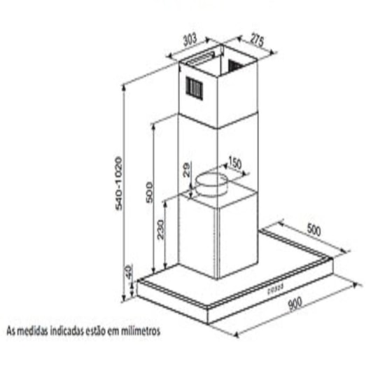 Coifa De Parede Barcelona Debacco 90cm - Imagem principal - b0a78d65-5808-42a1-a19b-ed581d7c3c52