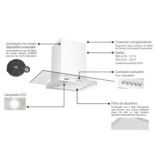 Coifa De Parede Em Inox Basic Tramontina 90cm 127V - Imagem principal - f79486ba-93c9-4080-841f-9bdce68a31e7