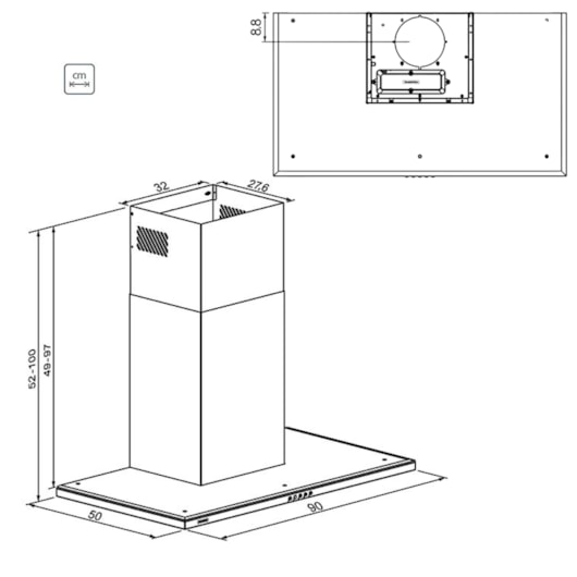 Coifa de Parede Slim Wall 90 em Aço Inox com Acabamento Scotch Brite 90 cm 220V Tramontina - Imagem principal - b4b4f448-3107-4d67-92a8-6d557abc9a55