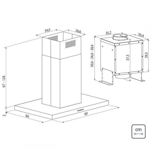 Coifa Em Aço Inox De Ilha Dritta Isla Split 90cm 220v Tramontina - Imagem principal - d7a2a773-ec67-4fbc-ae7e-d7090533e6cc