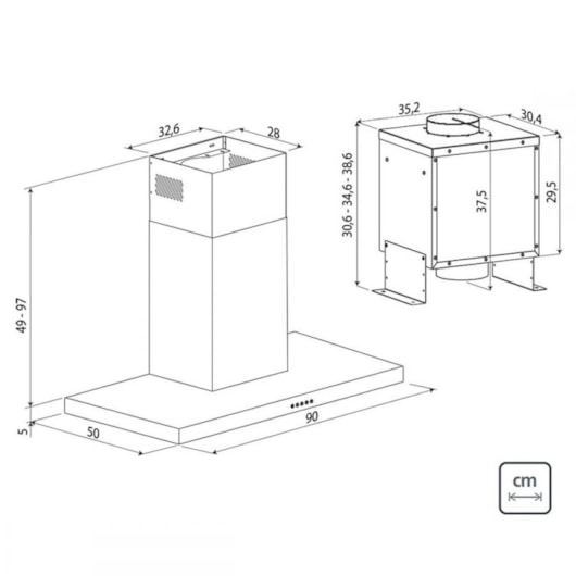 Coifa Em Aço Inox De Parede Dritta Split 90cm 220v Tramontina - Imagem principal - 734e0f83-29cc-4fb5-8c05-d5b9626cb337