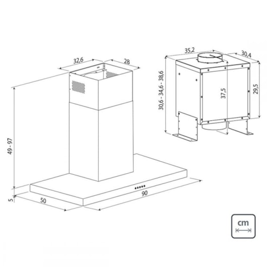 Coifa Em Aço Inox De Parede Dritta Split Tramontina 90cm 220v - Imagem principal - 3a0d29d2-4f48-48f0-aaa8-bed85c882a82