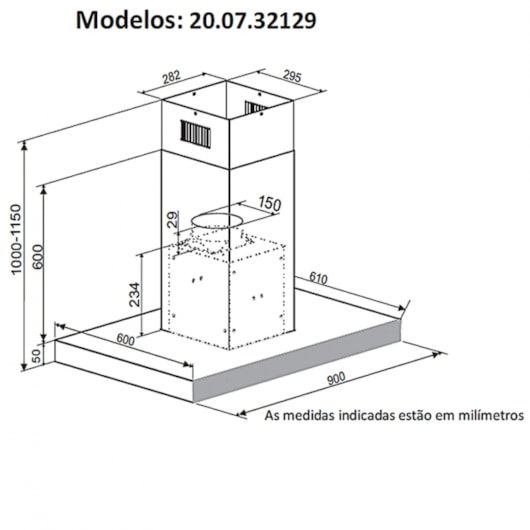 Coifa Ilha Londres 220V Debacco 90cm - Imagem principal - de0ae40f-e272-4447-9e09-ba26664d5d83