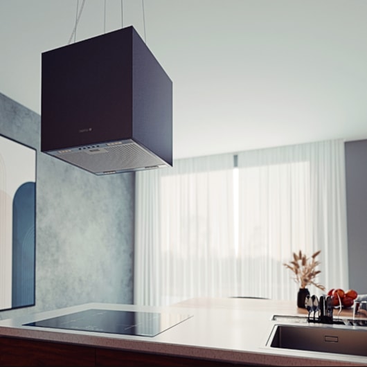 Coifa Tramontina Cube Isla 40 Silent 220 V Em Aço Inox Com Acabamento Black Steel - Imagem principal - 61309931-1e8d-4077-ae4a-c5cf339e16ce