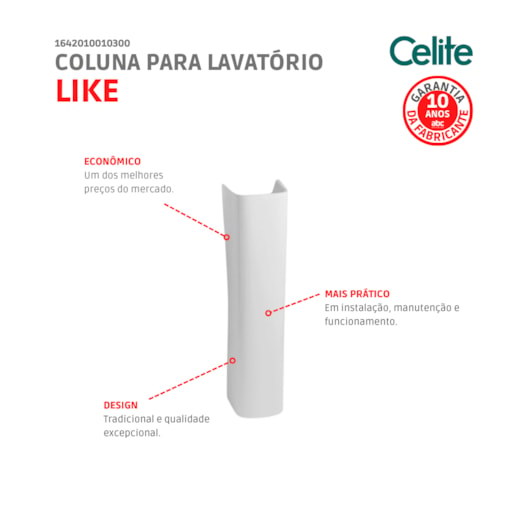 Coluna Para Lavatório Like Branco Celite - Imagem principal - 1e150ca5-ecef-4a8a-91b4-27ac2076d4e5