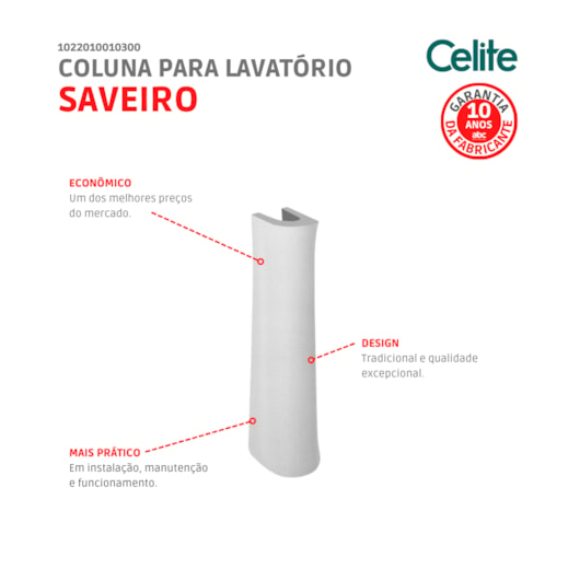 Coluna Para Lavatório Saveiro Branco Celite - Imagem principal - cb8862c6-8acf-442f-b513-8b6edfe97cfa