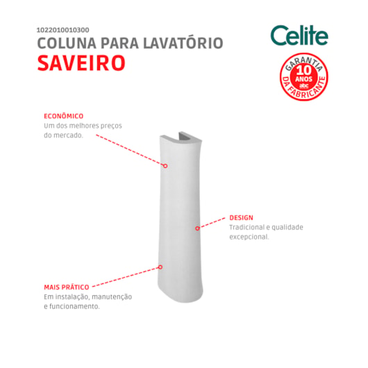 Coluna Para Lavatório Saveiro Branco Celite - Imagem principal - bbdb43f1-f52f-4338-96ca-dc0b2d0c0641