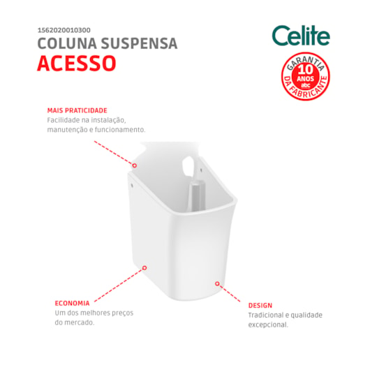 Coluna Suspensa Para Lavatório Acesso Branco Celite - Imagem principal - b755fb6e-a079-4511-a865-ec9864b80b06