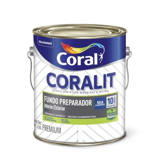 Complemento Esmalte Coralit Fundo Preparador Balance Fosco Branco 3.6l Coral - Imagem principal - 4ef9ba17-f72c-484c-bcc5-d0f7245ea63b