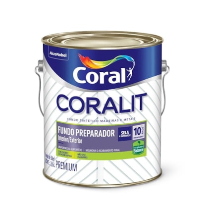 Complemento Esmalte Coralit Fundo Preparador Balance Fosco Branco 3.6l Coral