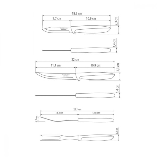 Conjunto De Facas Misto Em Inox Com 6 Peças Plenus Tramontina  - Imagem principal - f664a07d-0725-4ec9-b8dd-392aea4c80ac