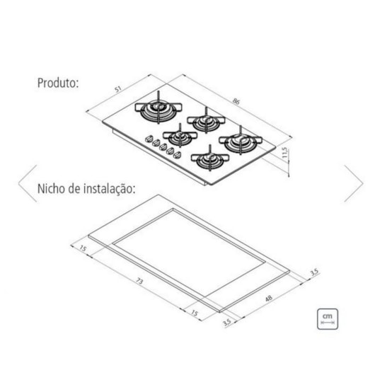 Cooktop A Gás 5 Bocas Side Plus 5gg Tri 90  94709/301 Bivolt Vidro Preto Tramontina - Imagem principal - c427d6da-ed36-4160-ba46-fa2ca5425f6b