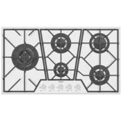 Cooktop a Gás Design Collection Penta Glass Full 5 GG W 90 em Vidro Temperado e Trempes em Ferro Fundido Tramontina