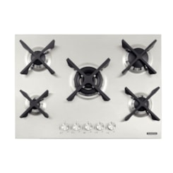 Cooktop a Gás Design Collection Penta Inox Flat 5 GX 70 em Aço Inox e Trempes em Ferro Fundido com Acendimento Automático e 5 Queimadores Tramontina