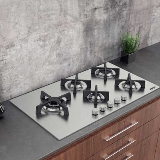 Cooktop a Gás Design Collection Penta Inox Flat 5 GX 90 em Aço Inox e Trempes em Ferro Fundido com Acendimento Automático e 5 Bocas Tramontina - Imagem principal - 24c2f734-9d6e-4d71-a52f-d640c40d0752