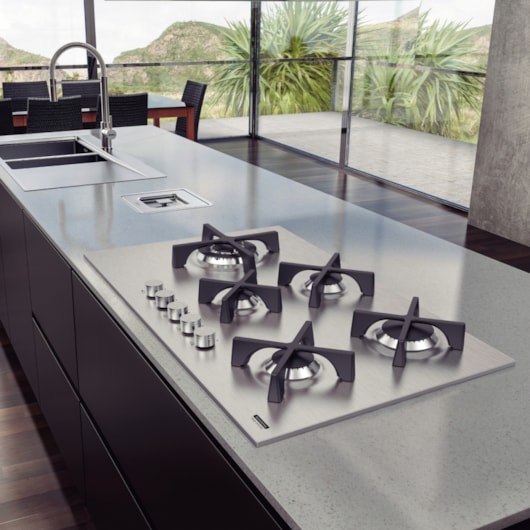 Cooktop a Gás Design Collection Penta Inox Flat 5 GX 90 em Aço Inox e Trempes em Ferro Fundido com Acendimento Automático e 5 Bocas Tramontina - Imagem principal - 5379ce86-a98b-4ce1-88b7-c25b6a3fa309