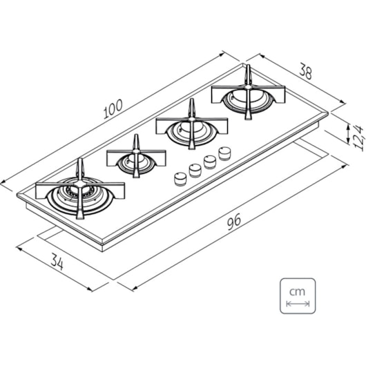 Cooktop a Gás Design Collection Slim Glass Flat 4GG W 100 Branco com Trempes em Ferro Fundido e Acendimento Automático Tramontina - Imagem principal - c5f18a93-af90-481c-9c8c-e711fd5440b3