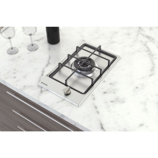 Cooktop a Gás Dominó em Aço Inox e Trempes em Ferro Fundido com Acendimento Superautomático 1 Queimador Tramontina - Imagem principal - 79e0bf47-4da2-490c-a092-0bc80285fbb7