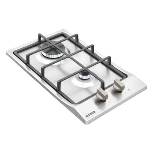 Cooktop a Gás Dominó em Aço Inox e Trempes em Ferro Fundido com Acendimento Superautomático 2 Queimadores Tramontina - Imagem principal - 7df220d0-f9e0-43cd-a7d2-8eb3fe2c9e23