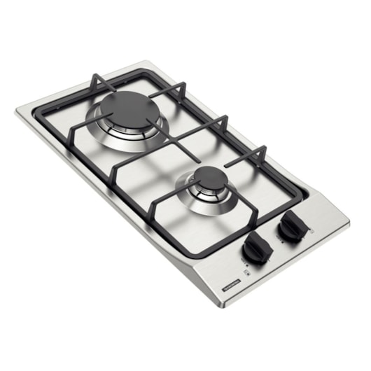 Cooktop a Gás Dominó FF 2GX 30 em Aço Inox com Trempes em Ferro Fundido e Acendimento superautomático 2 Queimadores Tramontina - Imagem principal - ed139a5a-3eb3-410b-94b3-d590c9c39e10