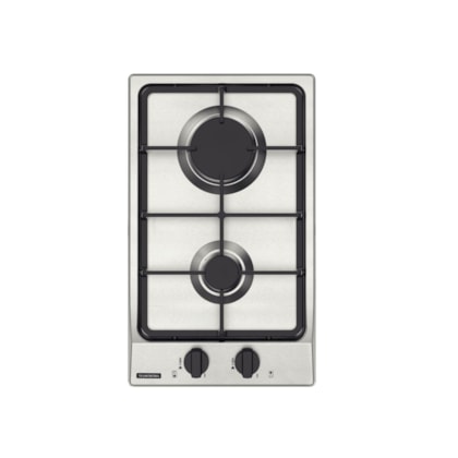 Cooktop a Gás Dominó FF 2GX 30 em Aço Inox com Trempes em Ferro Fundido e Acendimento superautomático 2 Queimadores Tramontina