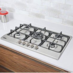 Cooktop A Gás Em Aço Inox New Penta 5 Bocas Com Acendimento Automático Tramontina