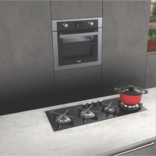 Cooktop A Gás Em Aço Inox Slim Glass Flat 4 Bocas Com Acendimento Automático Preto Tramontina - Imagem principal - 855160ce-3412-43a8-a3fa-379b7a1f8b7c