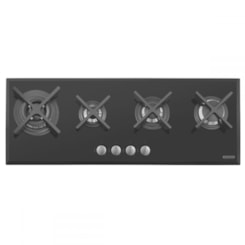 Cooktop A Gás Em Aço Inox Slim Glass Flat 4 Bocas Com Acendimento Automático Preto Tramontina