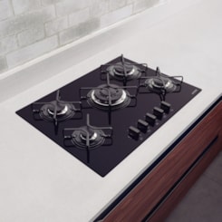 Cooktop a Gás Penta em Vidro Temperado Preto com Trempes em Aço Carbono e Acendimento superautomático 5 Bocas Tramontina