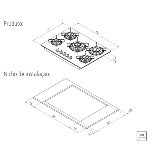 Cooktop a Gás Penta em Vidro Temperado Preto com Trempes em Aço Carbono e Acendimento superautomático 5 Bocas Tramontina - Imagem principal - e11199da-2b16-4898-af8a-079f4a23b2bc
