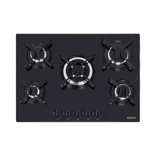 Cooktop a Gás Penta em Vidro Temperado Preto com Trempes em Aço Carbono e Acendimento superautomático 5 Bocas Tramontina - Imagem principal - 3699a501-8d1d-4ef6-97cf-b87a59822a65