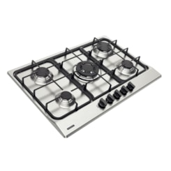 Cooktop A Gás Penta FF 5GX Tri 75 Aço Inox E Trempes Em Ferro Fundido Com Acendimento Superautomático Com 5 Queimadores Tramontina