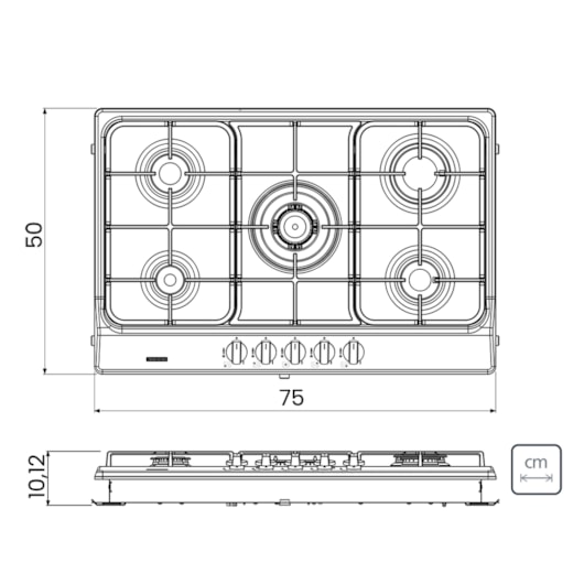 Cooktop A Gás Penta FF 5GX Tri 75 Aço Inox E Trempes Em Ferro Fundido Com Acendimento Superautomático Com 5 Queimadores Tramontina - Imagem principal - 86626e47-d45b-453f-9c7e-45716ccf3525