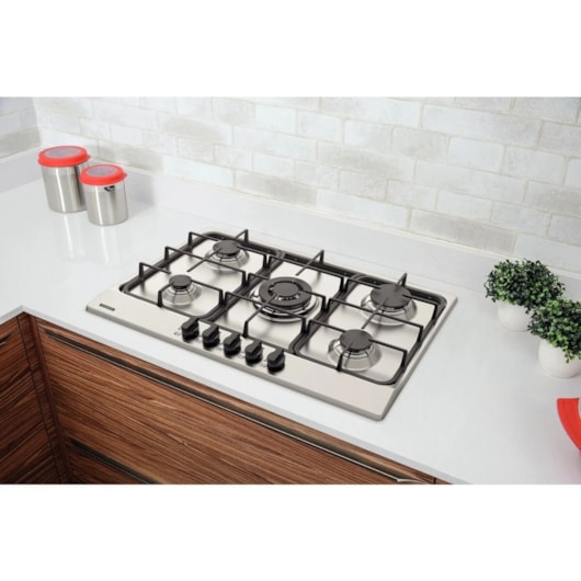 Cooktop A Gás Penta FF 5GX Tri 75 Aço Inox E Trempes Em Ferro Fundido Com Acendimento Superautomático Com 5 Queimadores Tramontina - Imagem principal - 18ab6d13-d72f-4804-a5bf-f533730bbe3b